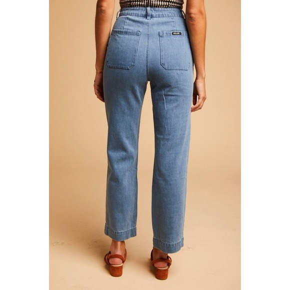 Rolla Slim Sailor Straight Leg Pants in Medium Wash Denim Size 25 - Picture 2 of 13